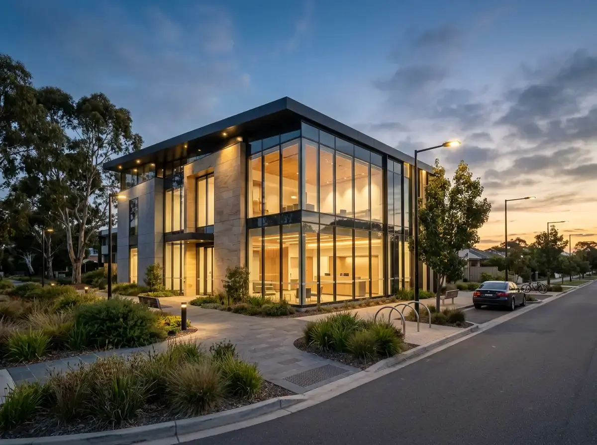 Row of major Australian bank branch facades along a city street