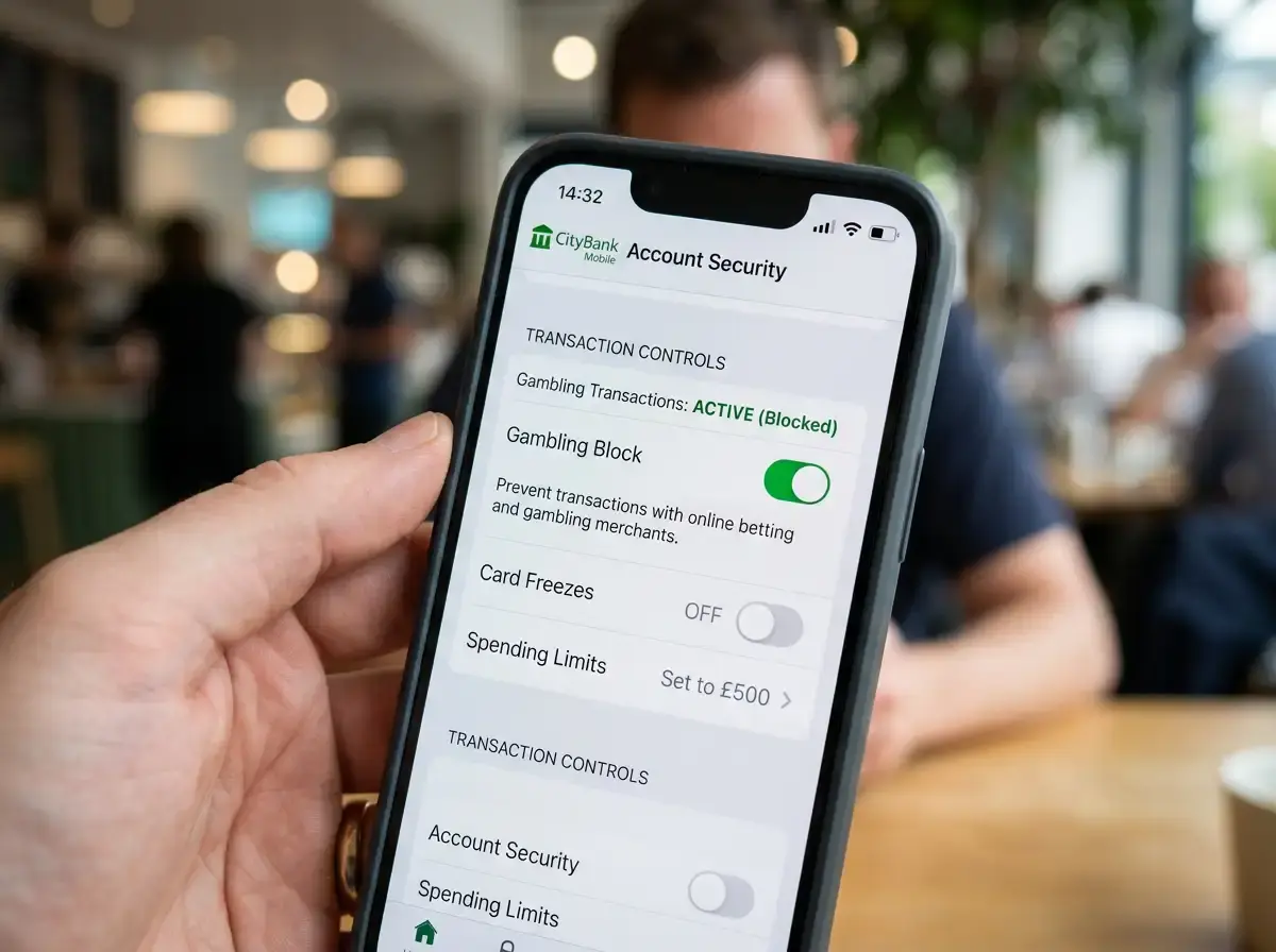 Bank-level gambling block tool complementing BetStop self-exclusion