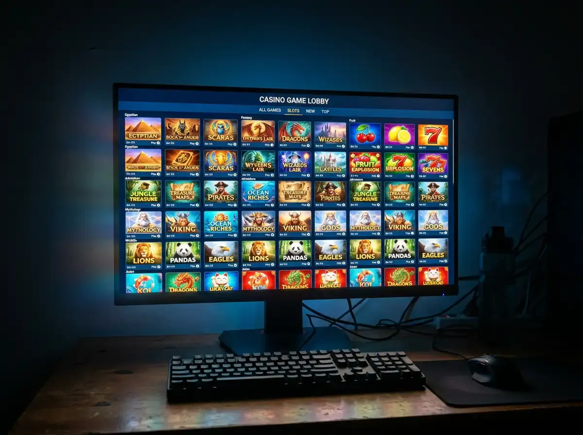 Slot lobby showing BGaming and Betsoft pokies at a PayID casino