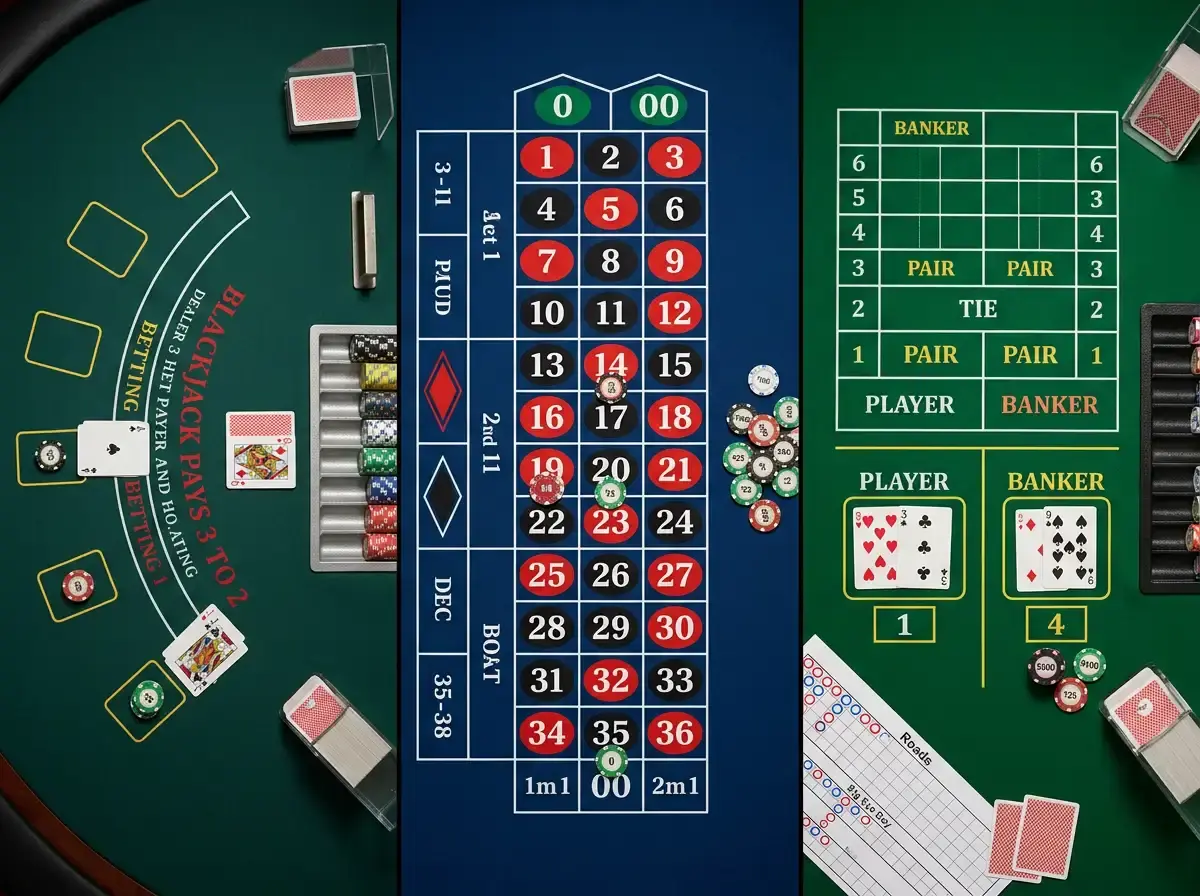 Blackjack, roulette, and baccarat game options at PayID casinos