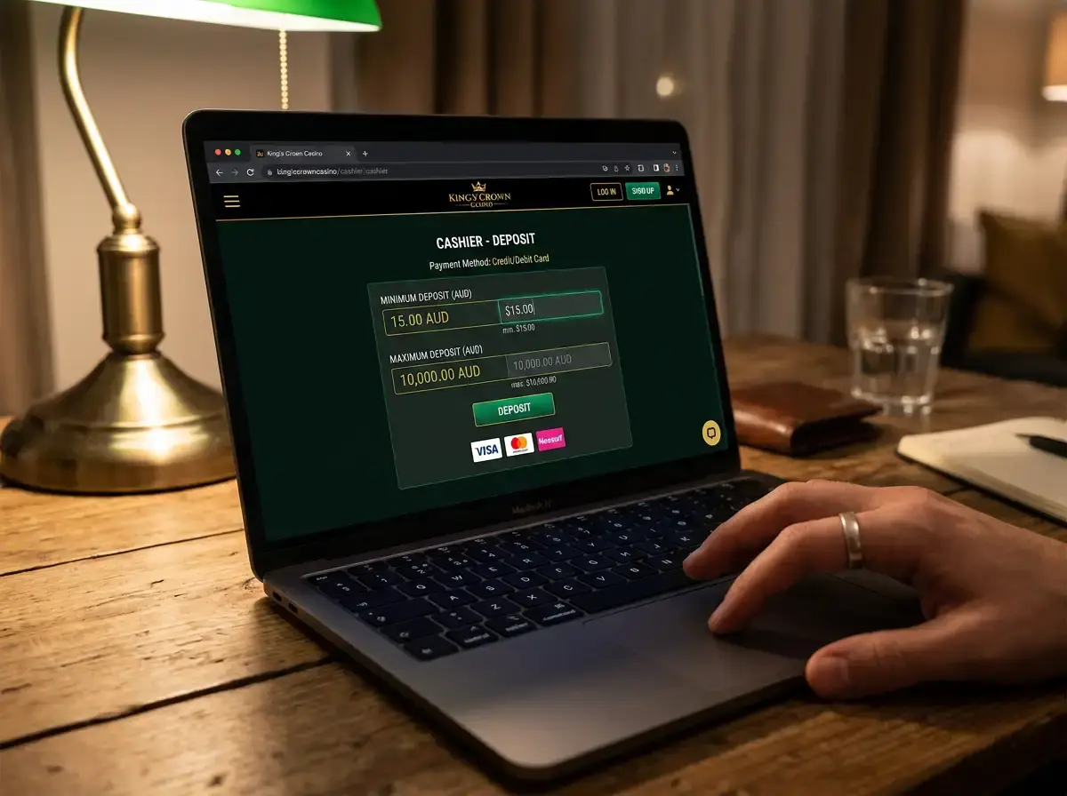 Casino deposit and withdrawal ceiling displayed on cashier page