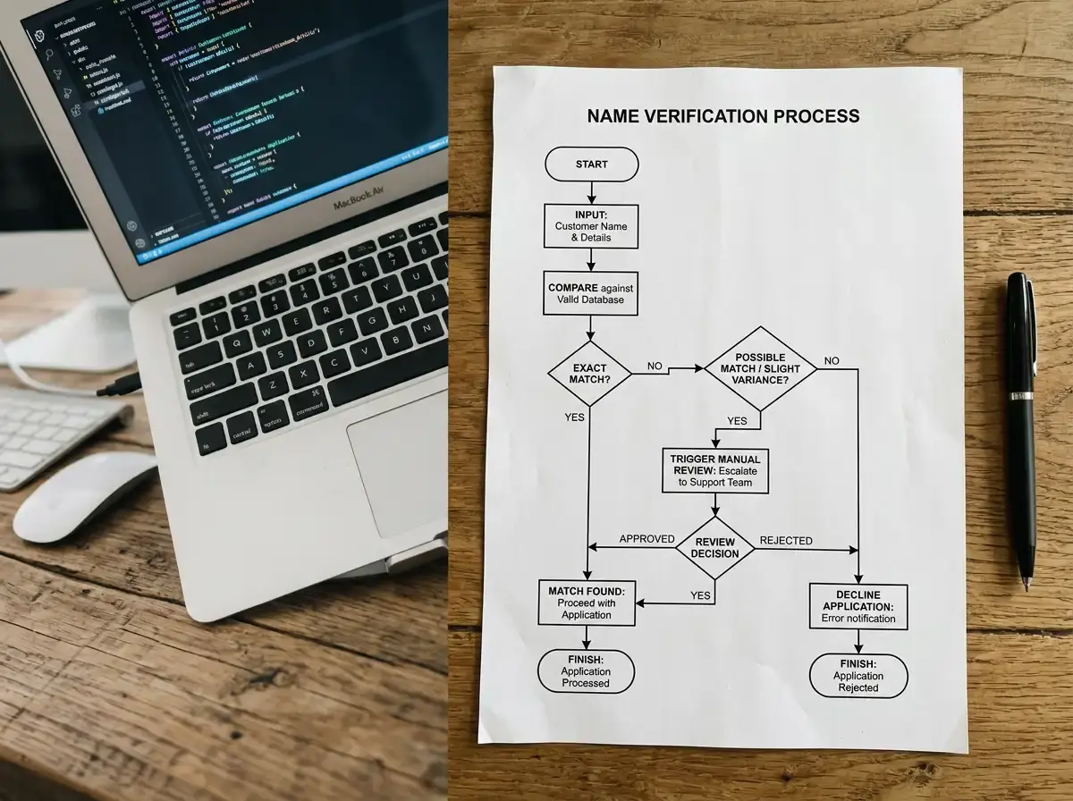 Confirmation of Payee name-matching technical flow diagram