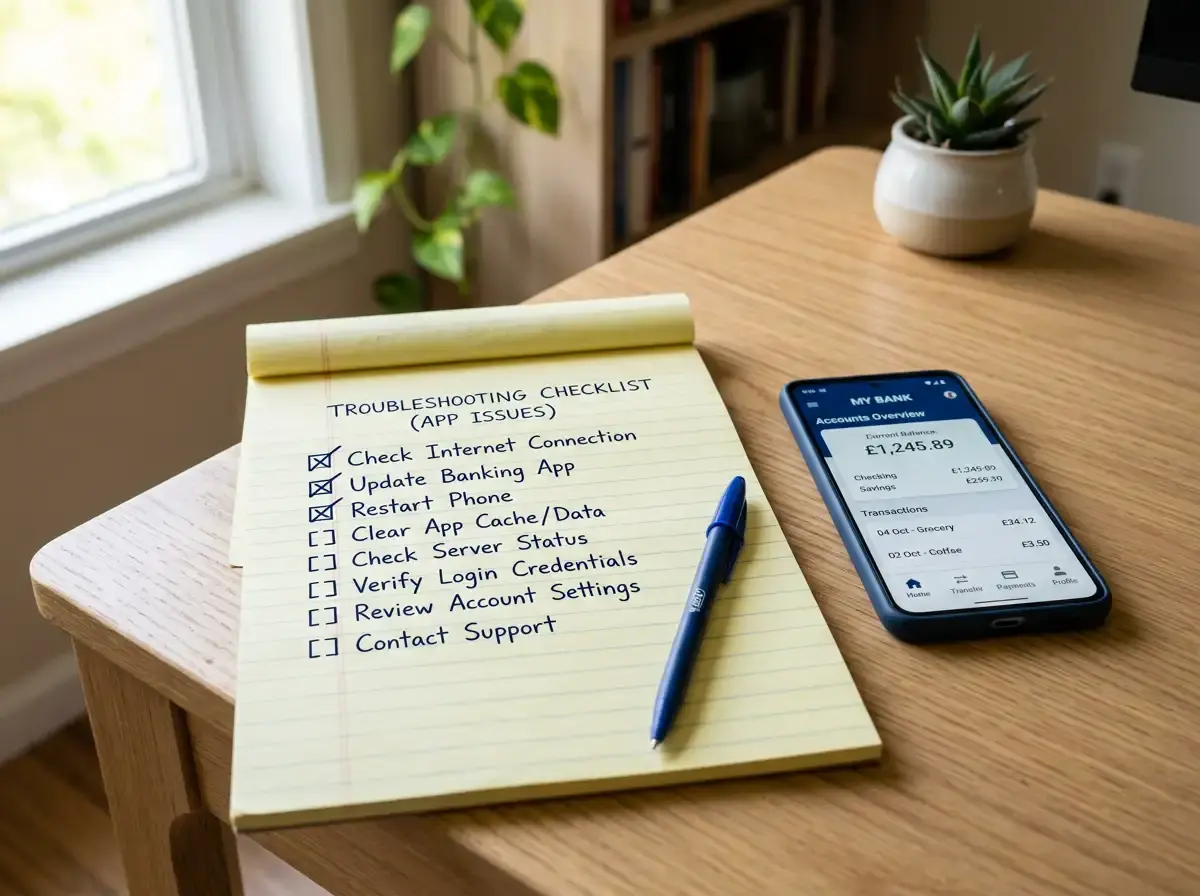 Step-by-step deposit troubleshooting checklist on notepad