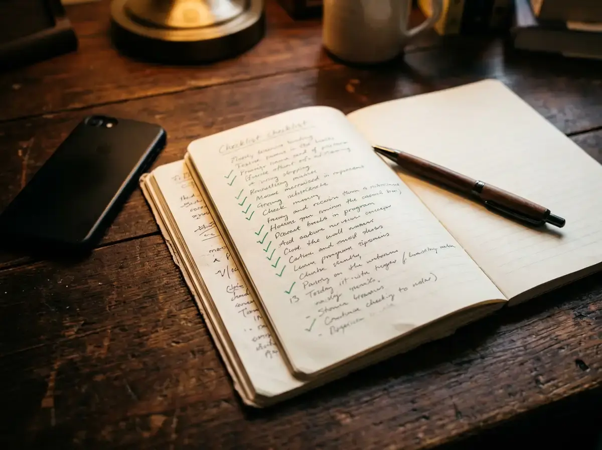Safety checklist for PayID gambling written in a notebook