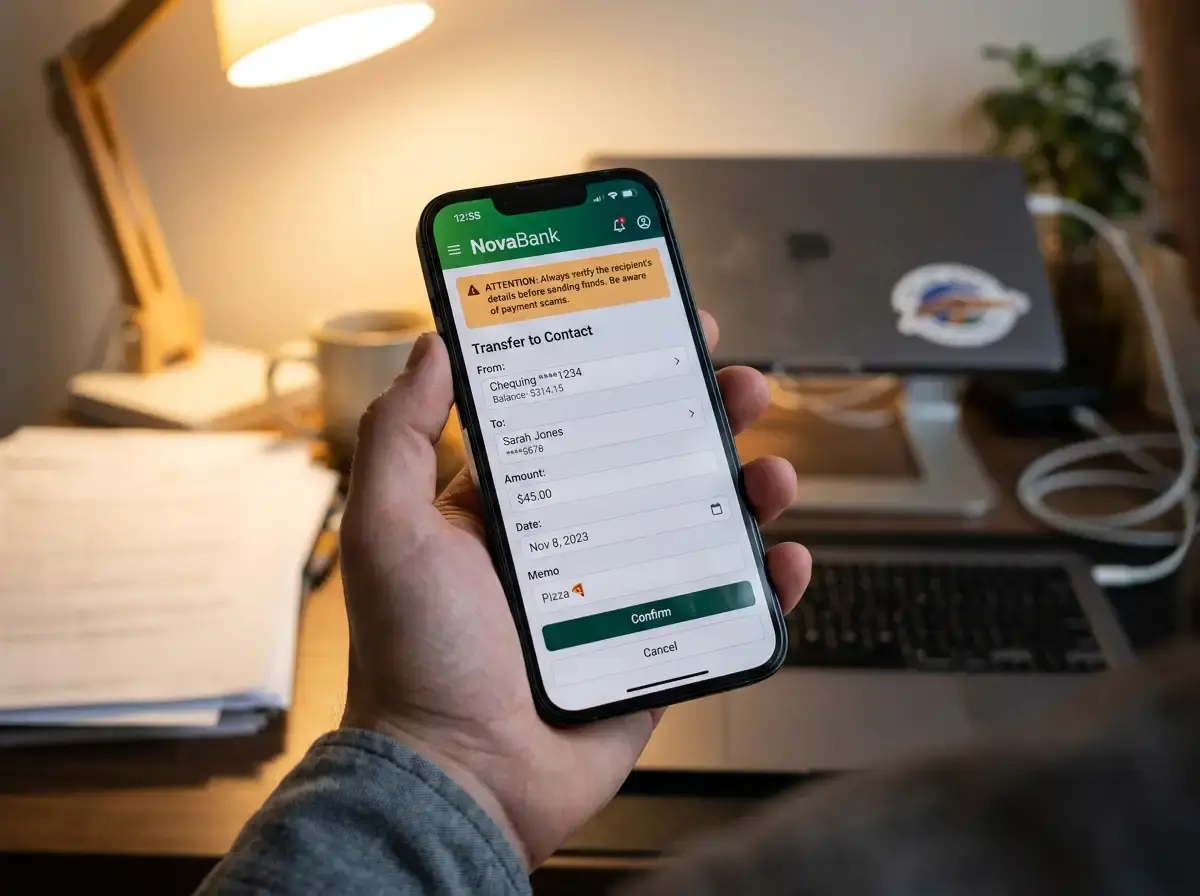 Bank notification flagging a gambling-related transfer on mobile screen