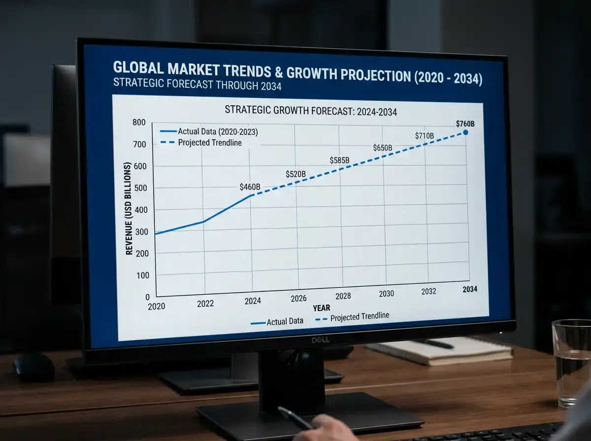 Market growth projection chart from 2025 to 2034 for Australian gambling