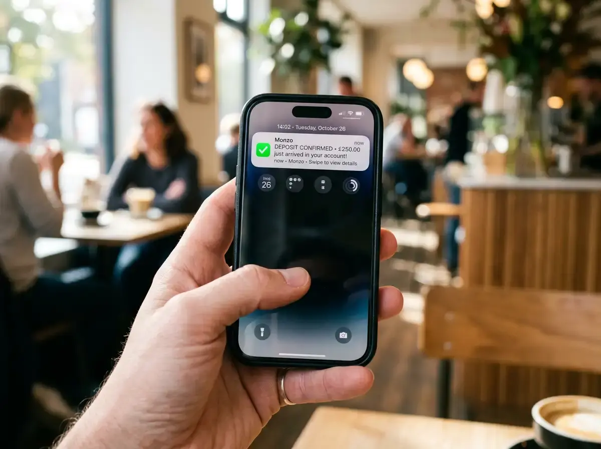 Mobile push notification confirming PayID deposit on smartphone