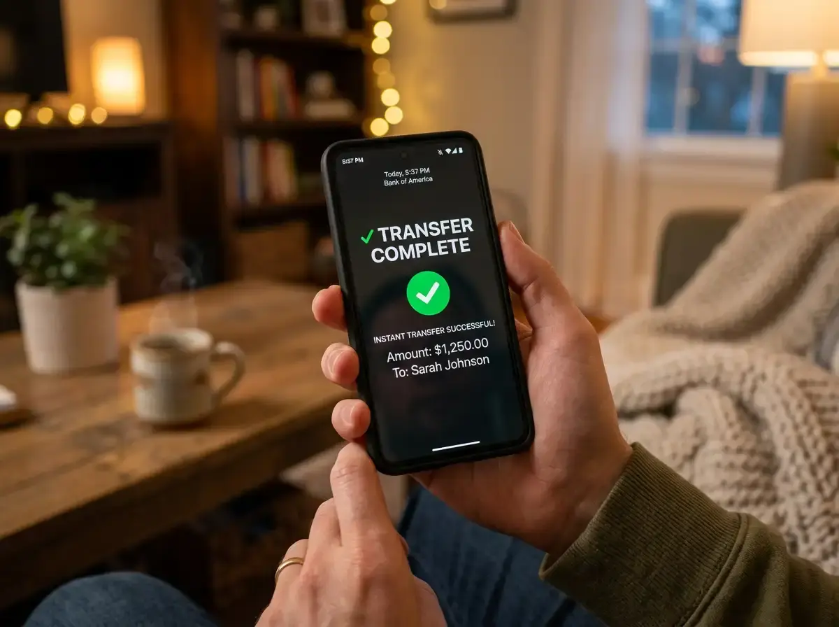 NPP instant deposit confirmation on mobile screen