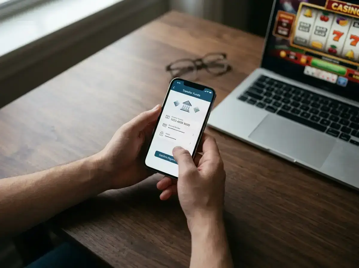 Pokies player using mobile banking app for PayID instant deposit